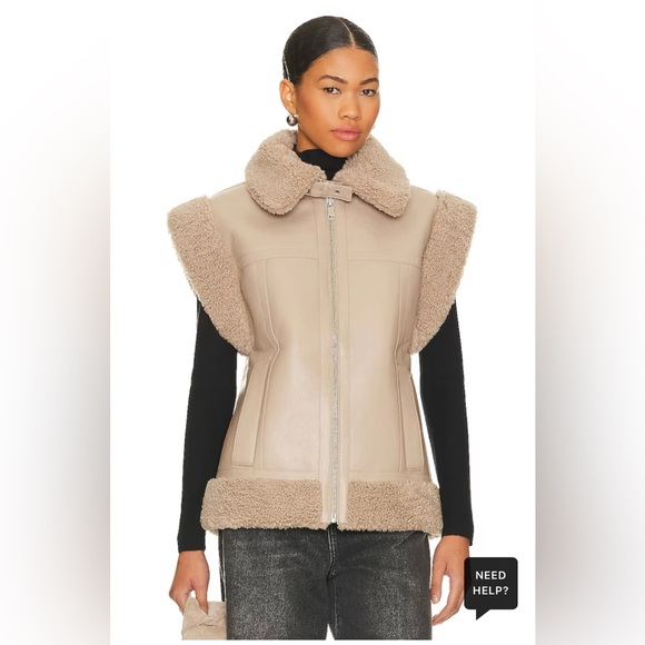 APPARIS Jay faux shearling vest in taupe S - Picture 3 of 8